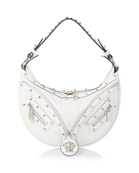 Versace Repeat Studded Leather Hobo Bag 